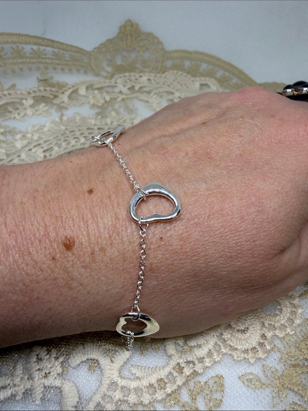 925 Sterling Silver Open Heart Link Bracelet | Princesscore Quiet Luxury | 8”